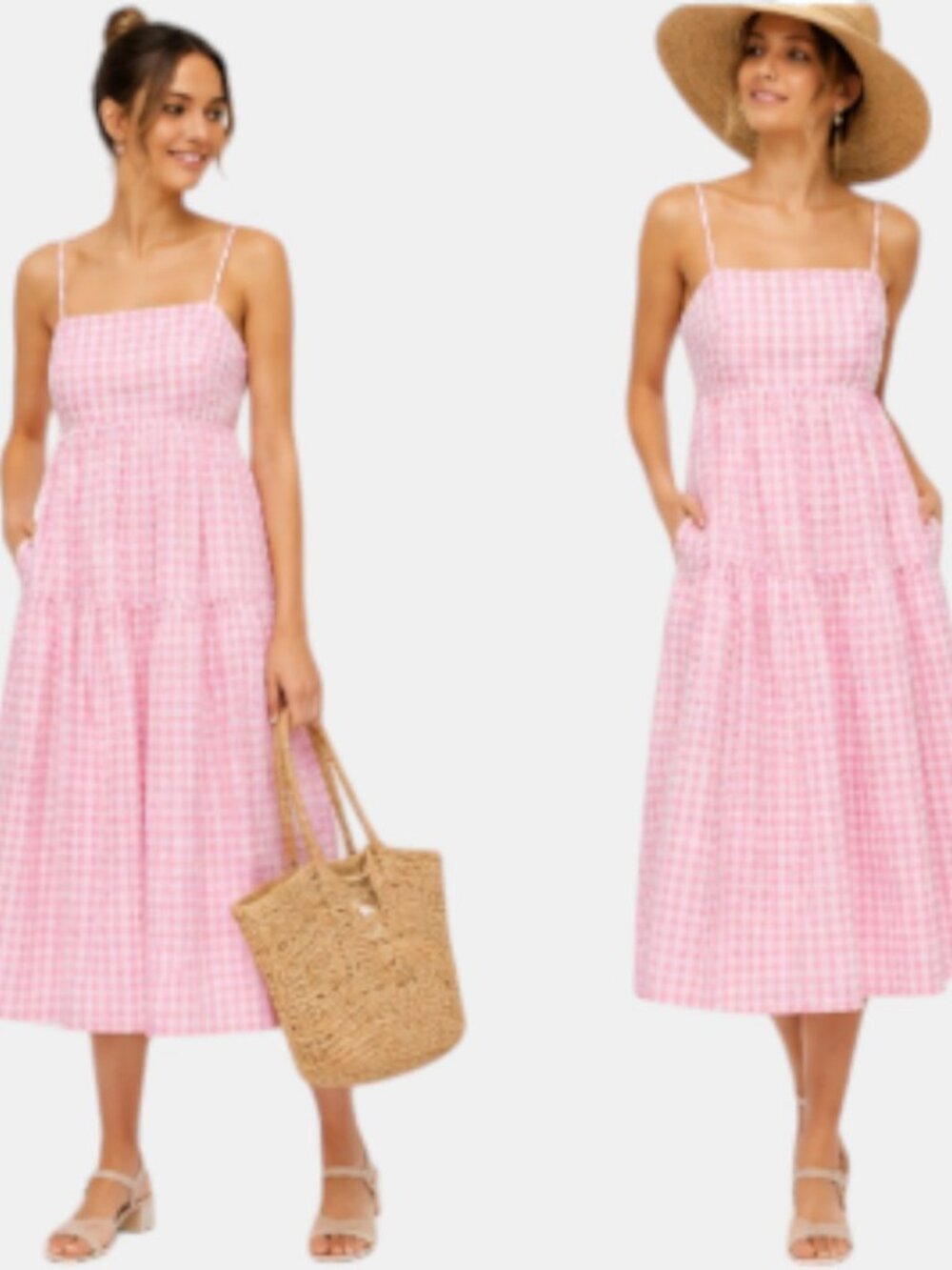 NWT J.CREW PINK GINGHAM BOW BACK MIDI DRESS WOMEN'S S SIZE 14